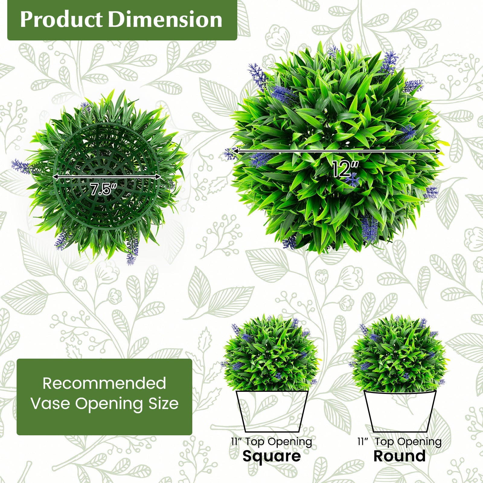 2 Pieces Artificial Lavender Topiary Balls with Flowers