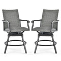 2 Pieces Patio Swivel Bar Chair Set with Quick Dry 4D Air Fiber Cushion