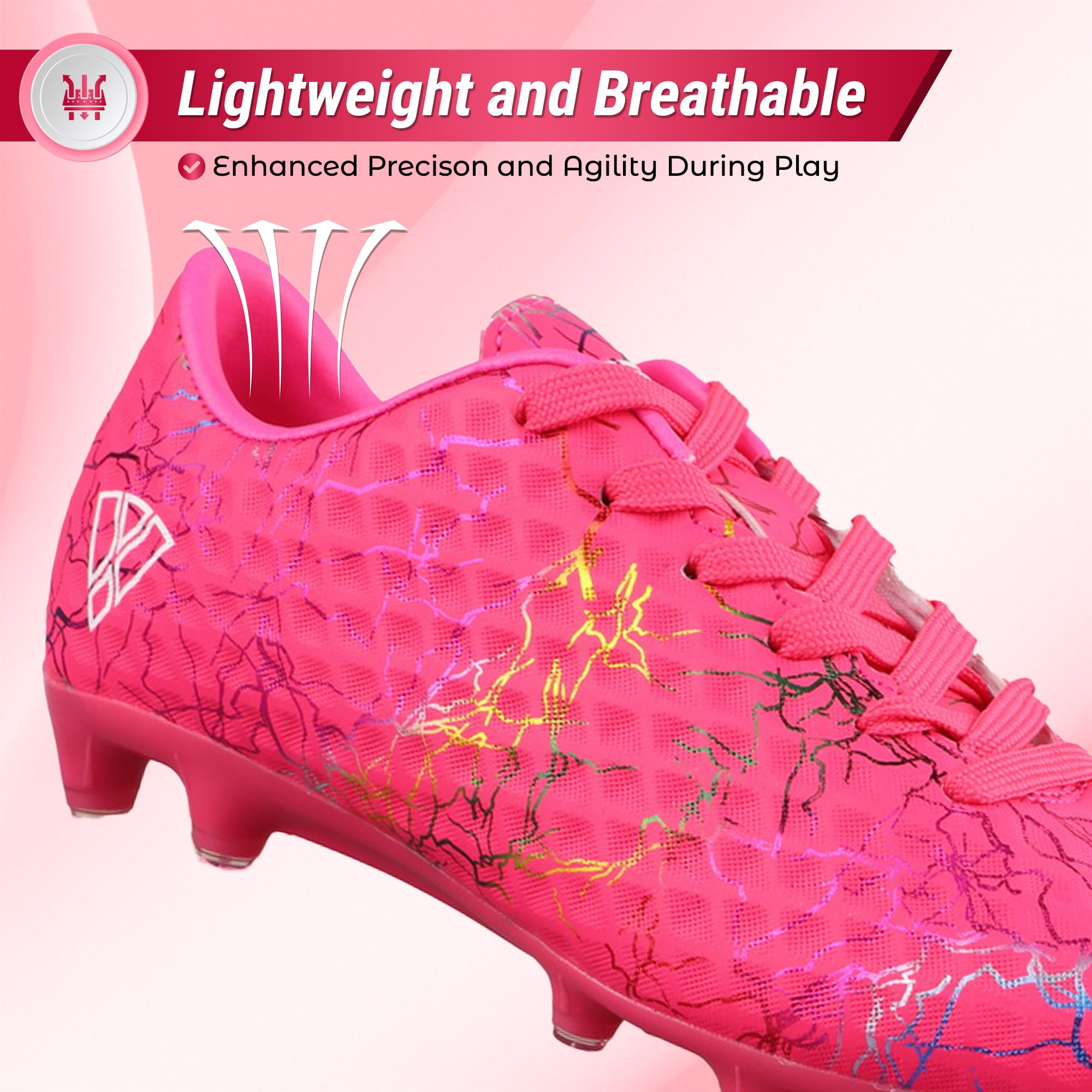 Vizari Zodiac JR Kids Firm Ground (FG) Soccer Cleats – Pink, Youth Sizes 8C–6Y
