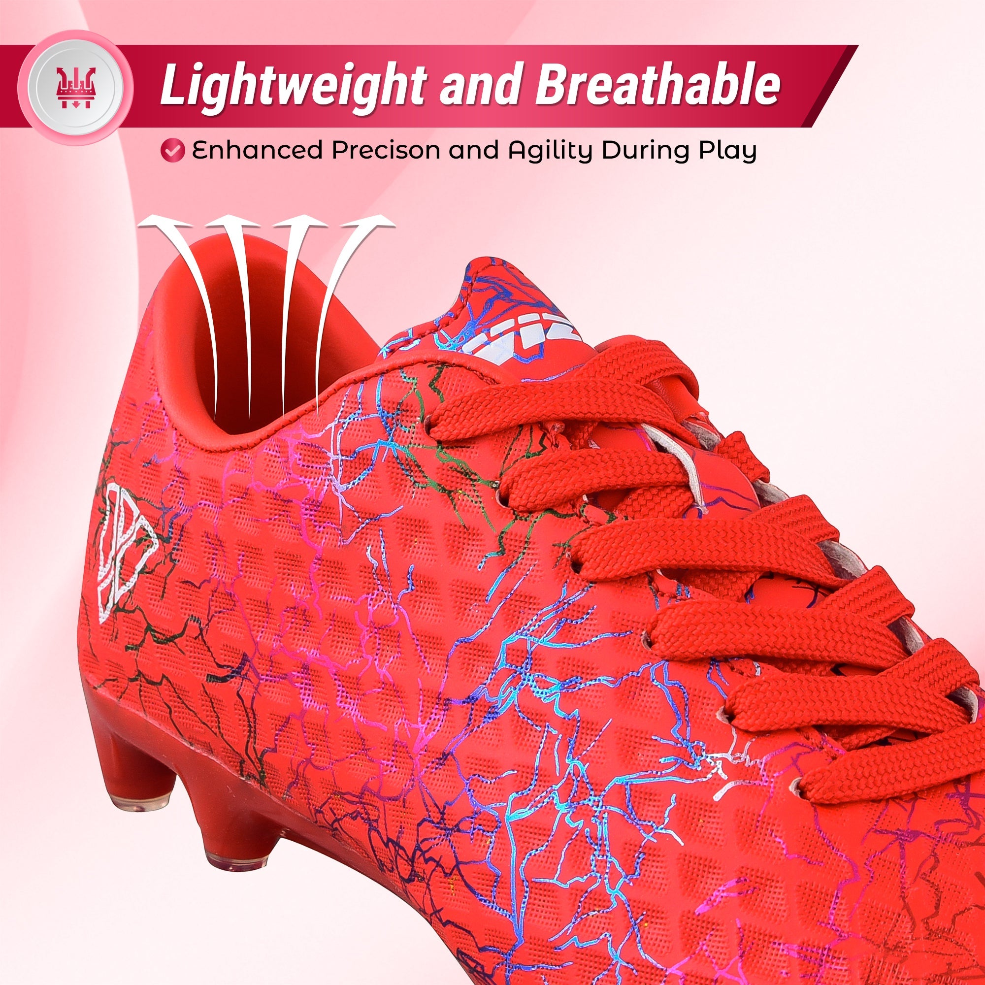 Vizari Zodiac JR Kids Firm Ground (FG) Soccer Cleats – Red, Youth Sizes 8C–6Y