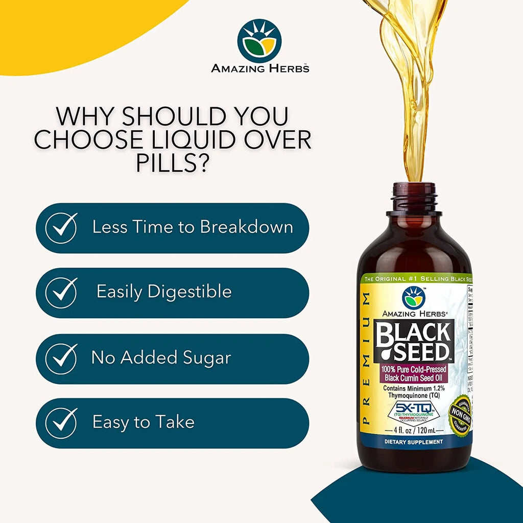 Amazing Herbs Black Seed & Flaxseed Oil Blend, 8 fl oz, Pack of 3