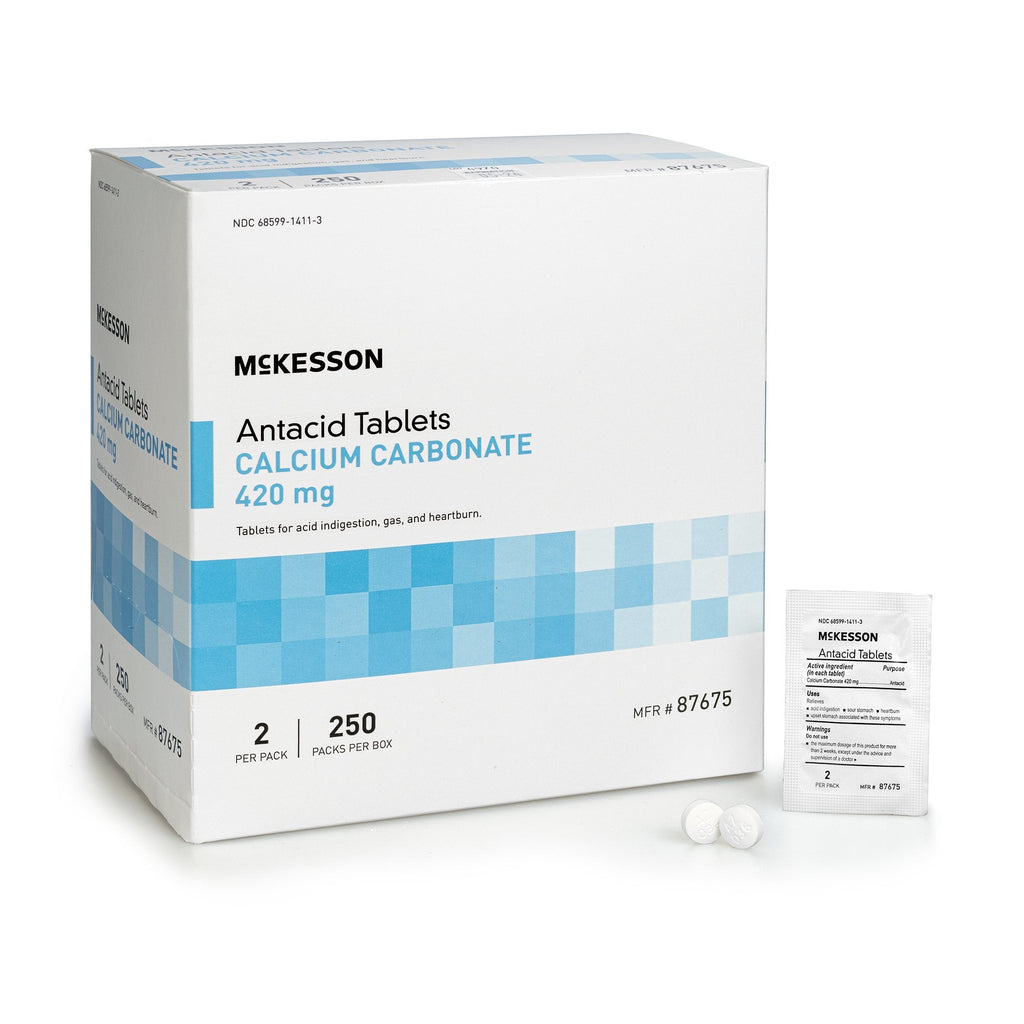 McKesson Calcium Carbonate Antacid Tablets, Mint Flavor 87675