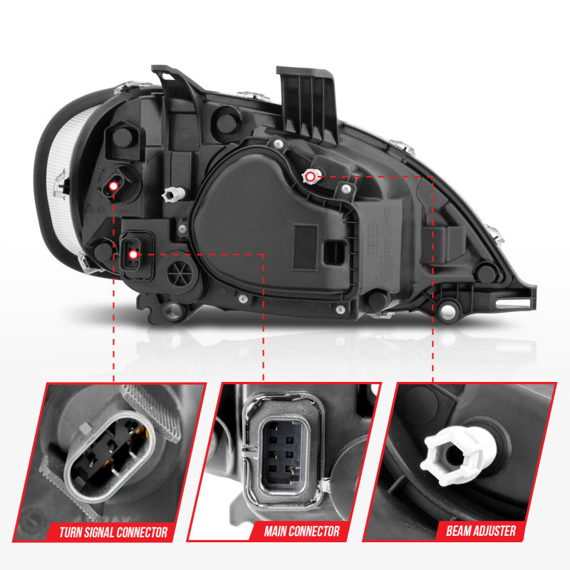ANZO 2002-2014 Freightliner M2 LED Crystal Headlights Black Housing w/ Clear Lens (Pair) 131030