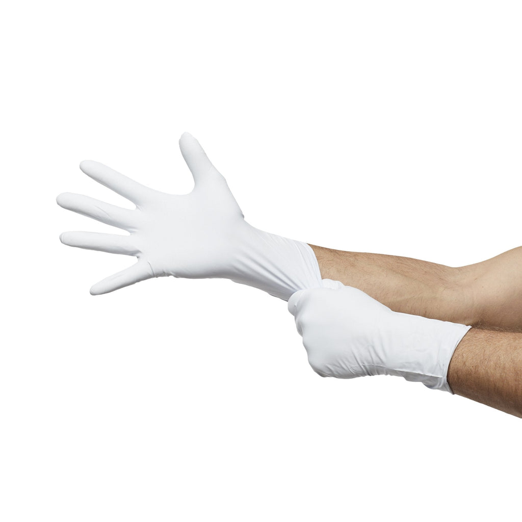 LifeStar™ EC Nitrile Extended Cuff Length Exam Glove, Large, White / Blue LSE-104-L