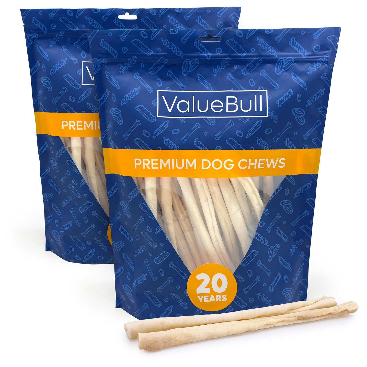 ValueBull USA Beef Rawhide Retriever Rolls for Dogs, Thin 10 Inch, 50 ct