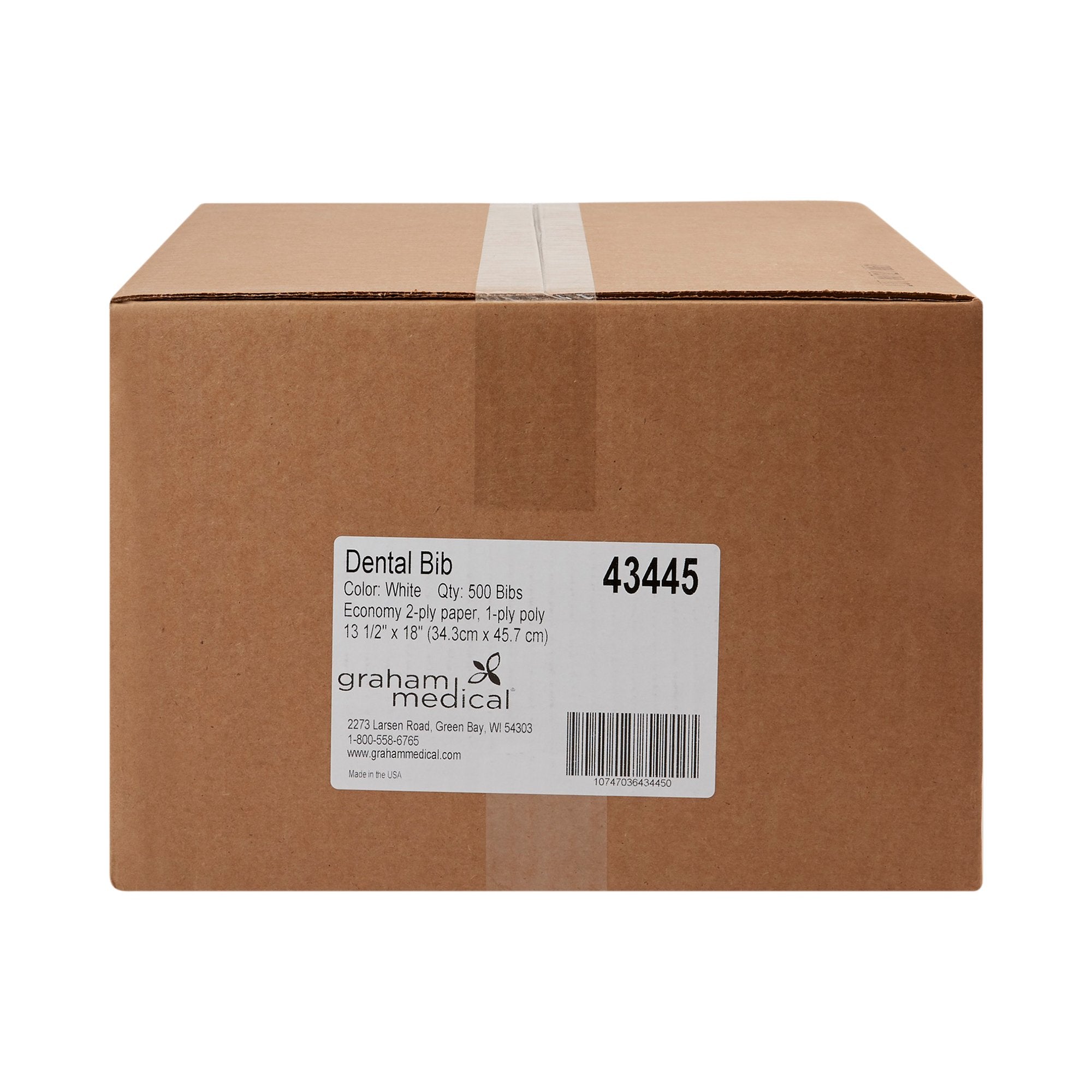 Graham Medical White Dental Bib, 13½ x 18 Inch 43445