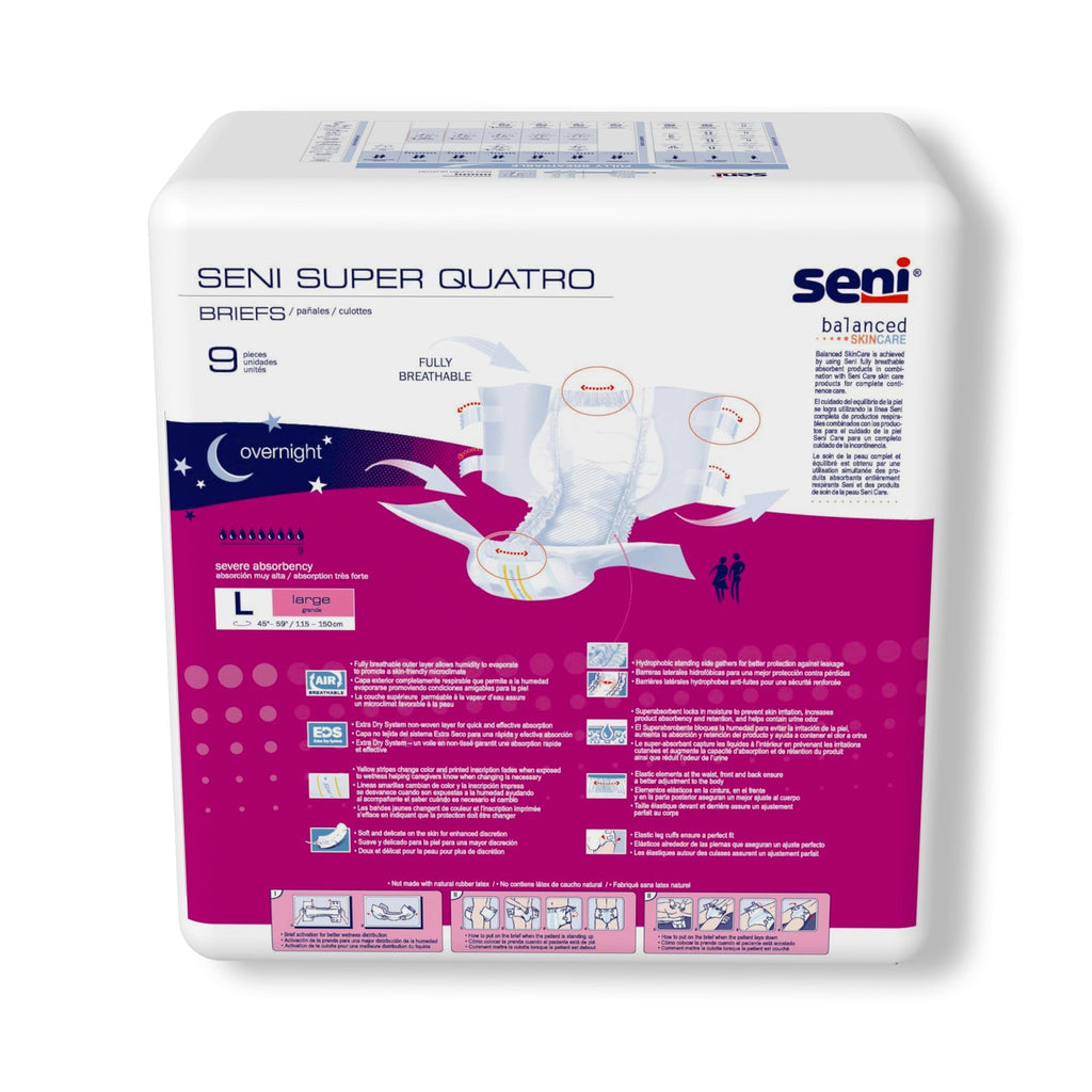 Seni® Super Quatro Severe Absorbency Incontinence Brief, Large S-LA09-BQ1