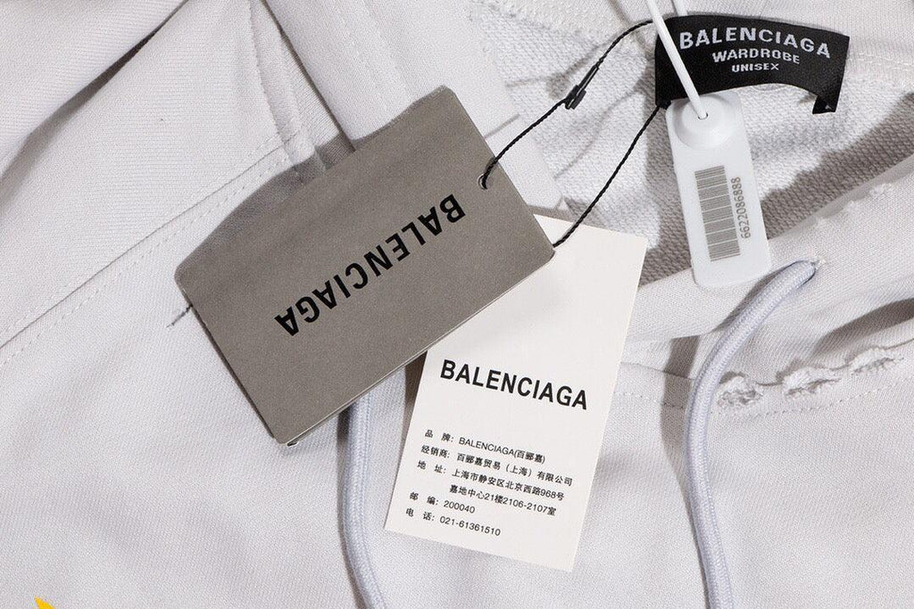 Balenciaga logo-print detail hoodie – White
