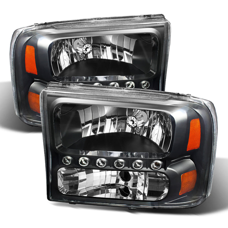 SPYDER Xtune Ford F250 F350 Super Duty 99-04 1Pc Headlights w/ LED Black HD-JH-FF25099-LED-BK 9026164