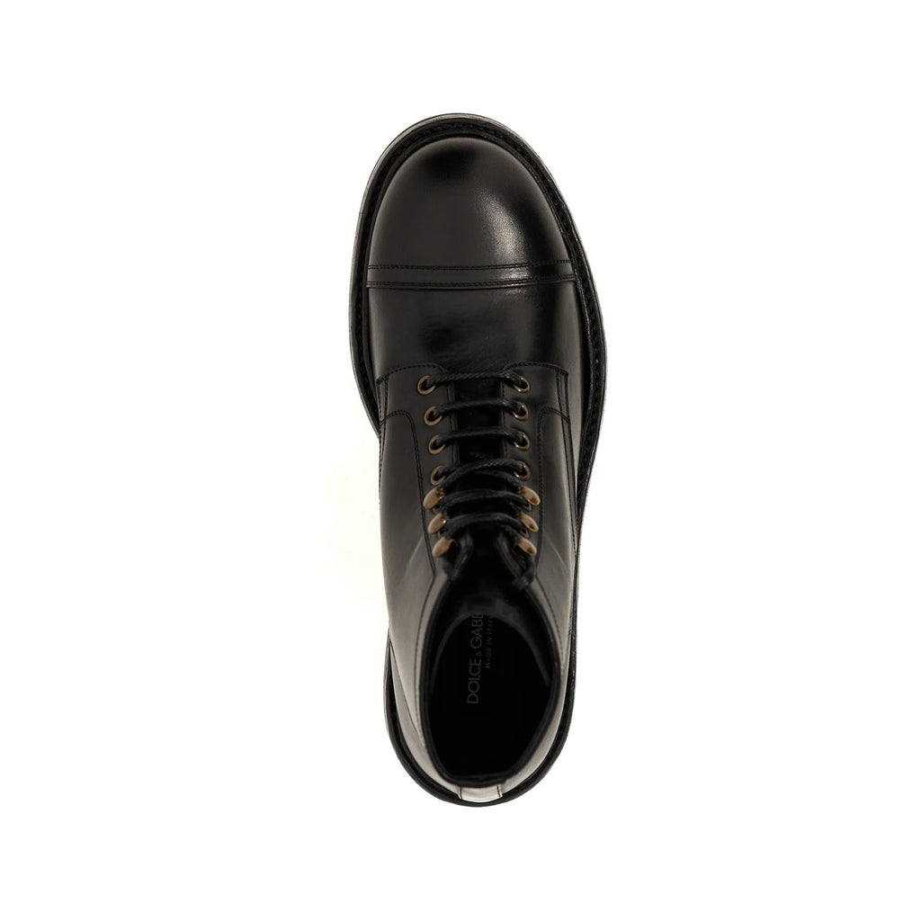 Dolce & Gabbana Lace Up Leather Boots