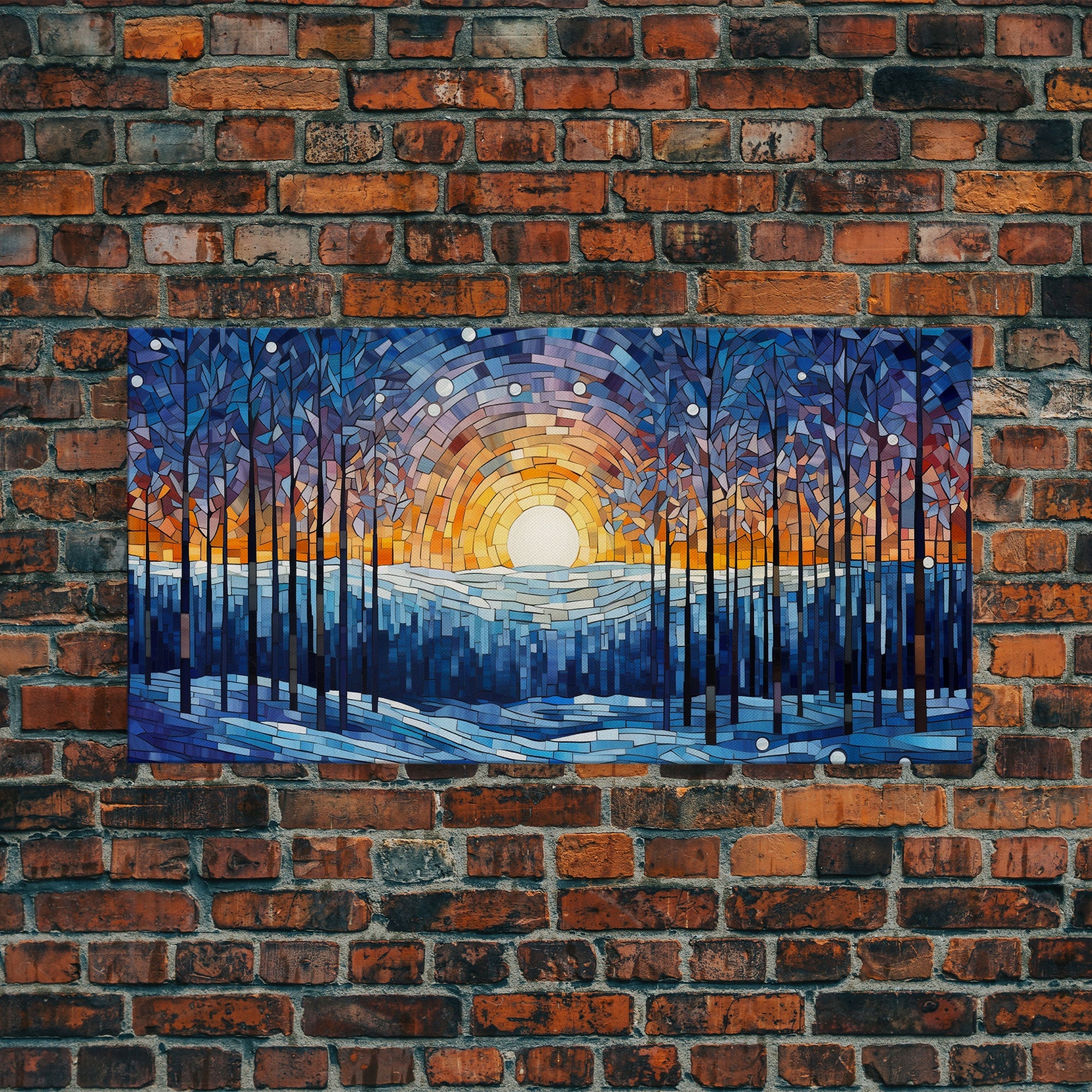 Mosaic Wall Art, Nature Art Print, Abstract Wall Art, Winter Wall Art, Canvas Print, Wall Hanging, Landscape Art, Teacher Gift, Room Decor