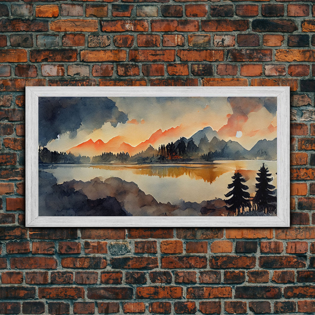 Watercolor painting of a forest fire, canvas print, landscape art