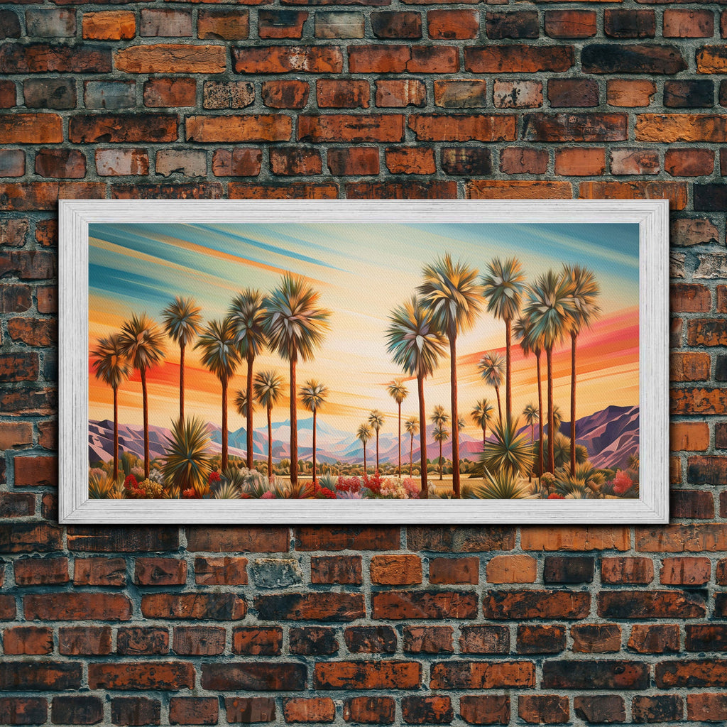 Desert Landscape, Palm Tree Wall Art, Sunset Wall Print, Panoramic Art, Wall Art, Canvas Art, Landscape Art, Thank You Gift, Home Décor