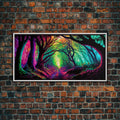 The Secret Grove, Fantasy Art, Pop Art Forest Landscape, Framed Canvas Print, Colorful Forest Painting, Living Room Art