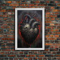 The Dark Heart, Macabre Decor, Halloween Poster Art / Framed Canvas Print, Goth Decor, Goth Art, Black Heart