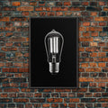 Light Bulb Wall Decor, Light Wall Art, Garage Art Print, Minimalist Print, Wall Decor, Canvas Print, Wall Art, Framed Canvas
