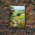 Countryside Wall Art, Wildflowers Wall Art, Meadow Wall Print, Canvas Print, Wall Art, Vertical Art, Country Wall Art, Landscape Art