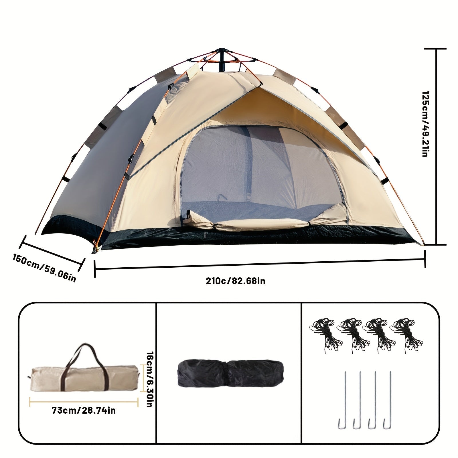3 - 4 Person Instant Pop Up Camping Tent Waterproof Quick Setup Outdoor Portable - PhishStones Products