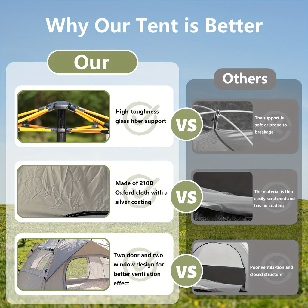 3 - 4 Person Instant Pop Up Camping Tent Waterproof Quick Setup Outdoor Portable - PhishStones Products