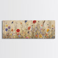 Field of Wildflowers, Spring Floral Decor, Oil Painting Canvas Print, Panoramic Art, Boho Floral Decor, Botanical Wall Art, Field of Flowers