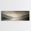 Moody Seascape Wall Art, Framed Canvas Print, Horizontal Panoramic Wall Art, Cloudy Day, Large and Wide Calm Decor, Modern Wall Art