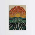 Minimalist Sunset or Sunrise Wall Art Canvas Print, Art Deco Boho Wall Decor, Modern Art, Sun Burst Wall Art