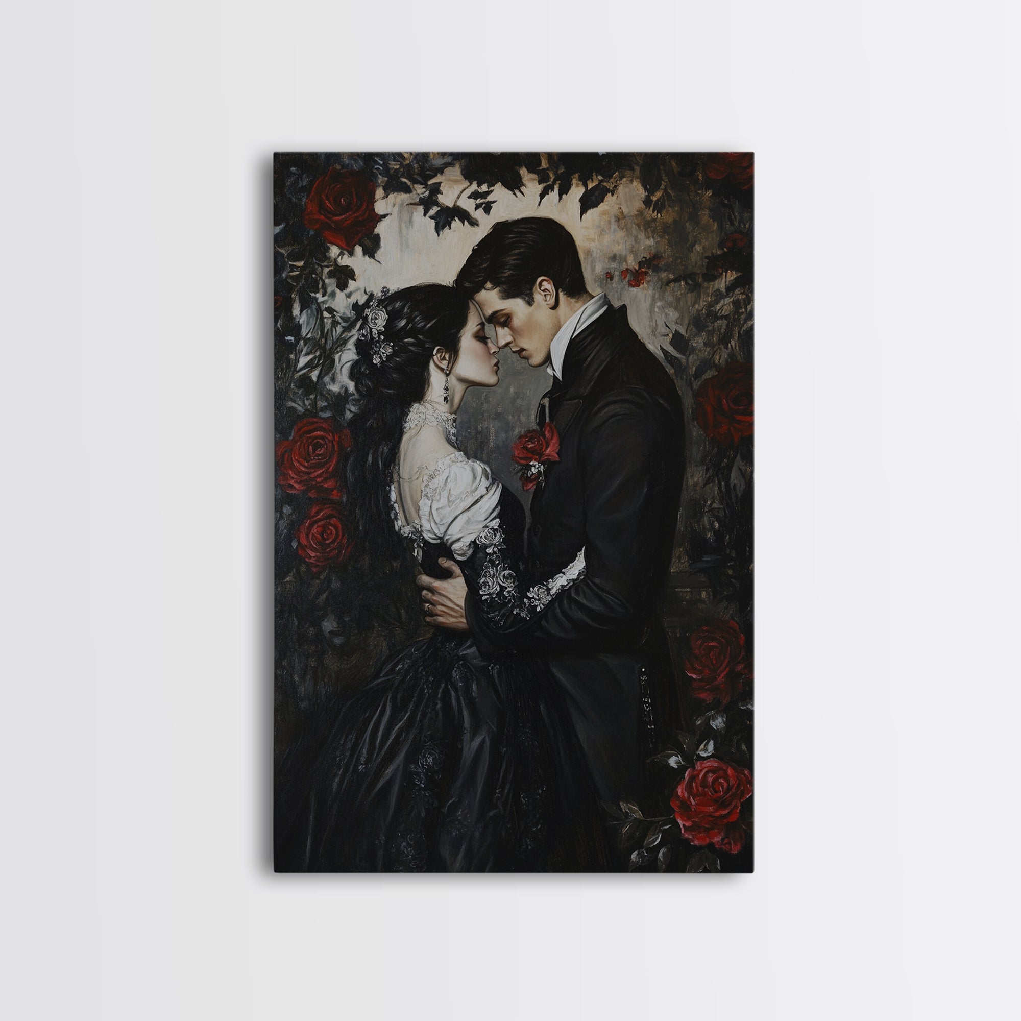 Dark Romance Painting Print, Victorian Gothic Wall Art, Halloween Decor, Gift Idea For Goth Couples, Goth Decor, Goth Wall Art, Dark Academia