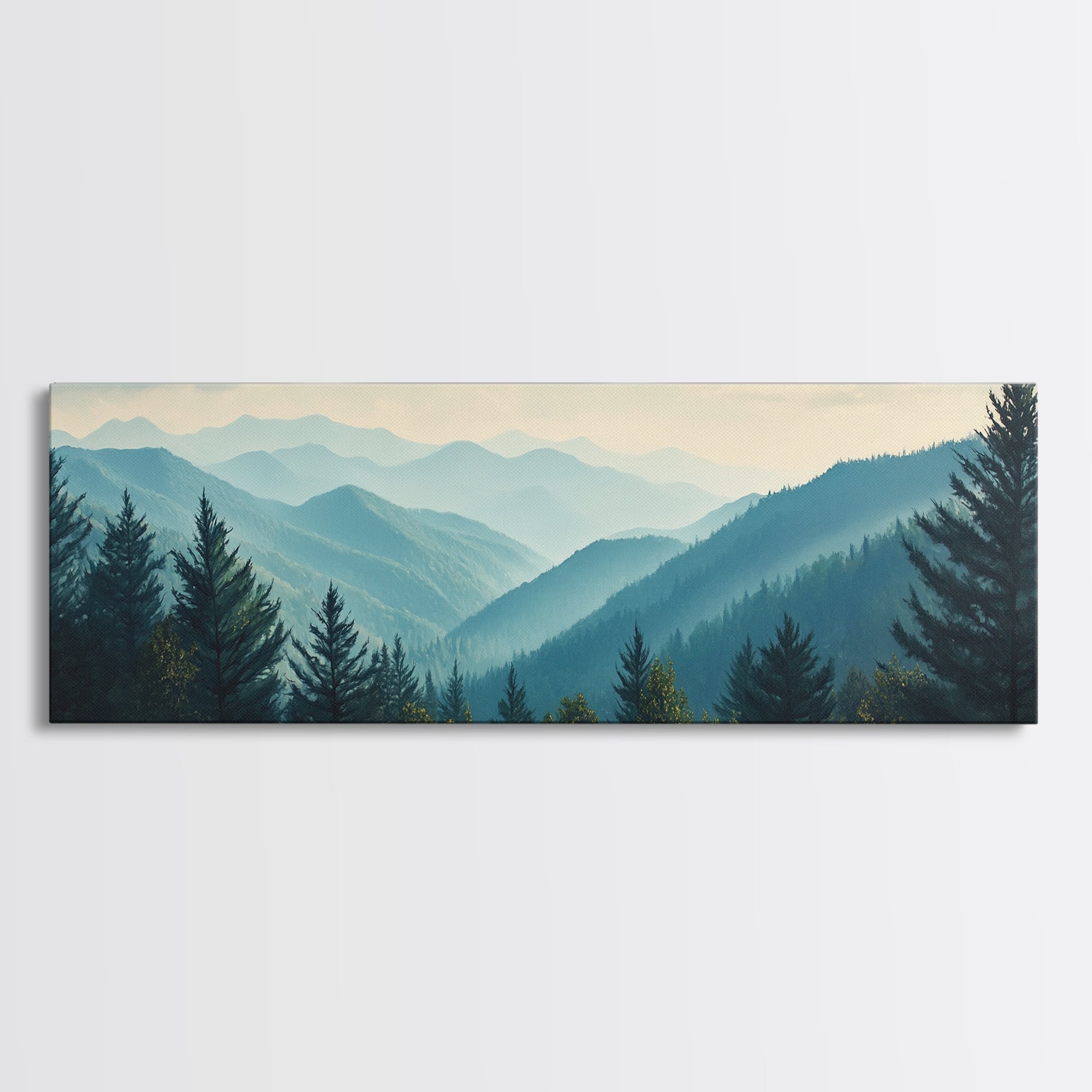 Mountain Painting Print, Mountain Art, Panoramic Wall Art, Extra Wide Horizontal Art, Ultra Wide Wall Art, Blue Ridge Mountains Painting