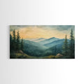 Minimalist Watercolor Painting Print of The Blue Ridge Mountains, Framed Canvas Print, Modern Landscape Painting