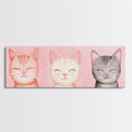Framed Canvas Print of Whimsical Cat Portraits in Pink Shades Featuring Cute Wall Art for Pet Lovers’ Room or Playful Dorm Decor