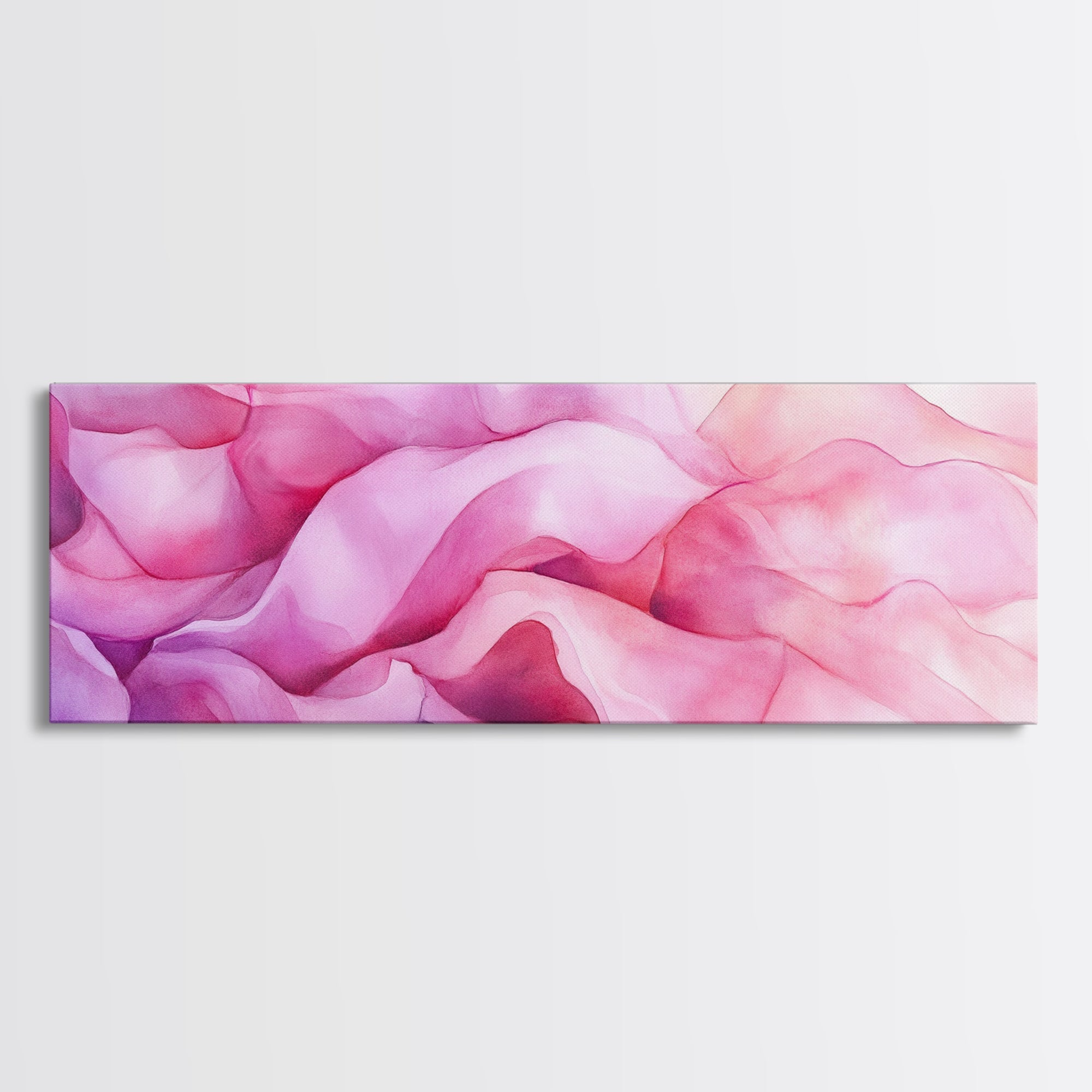 Pink Abstract Wave Canvas Print Bedroom Wall Art Horizontal Light Pink Wall Art Feminine Decor Minimalist Above Sofa Framed Art