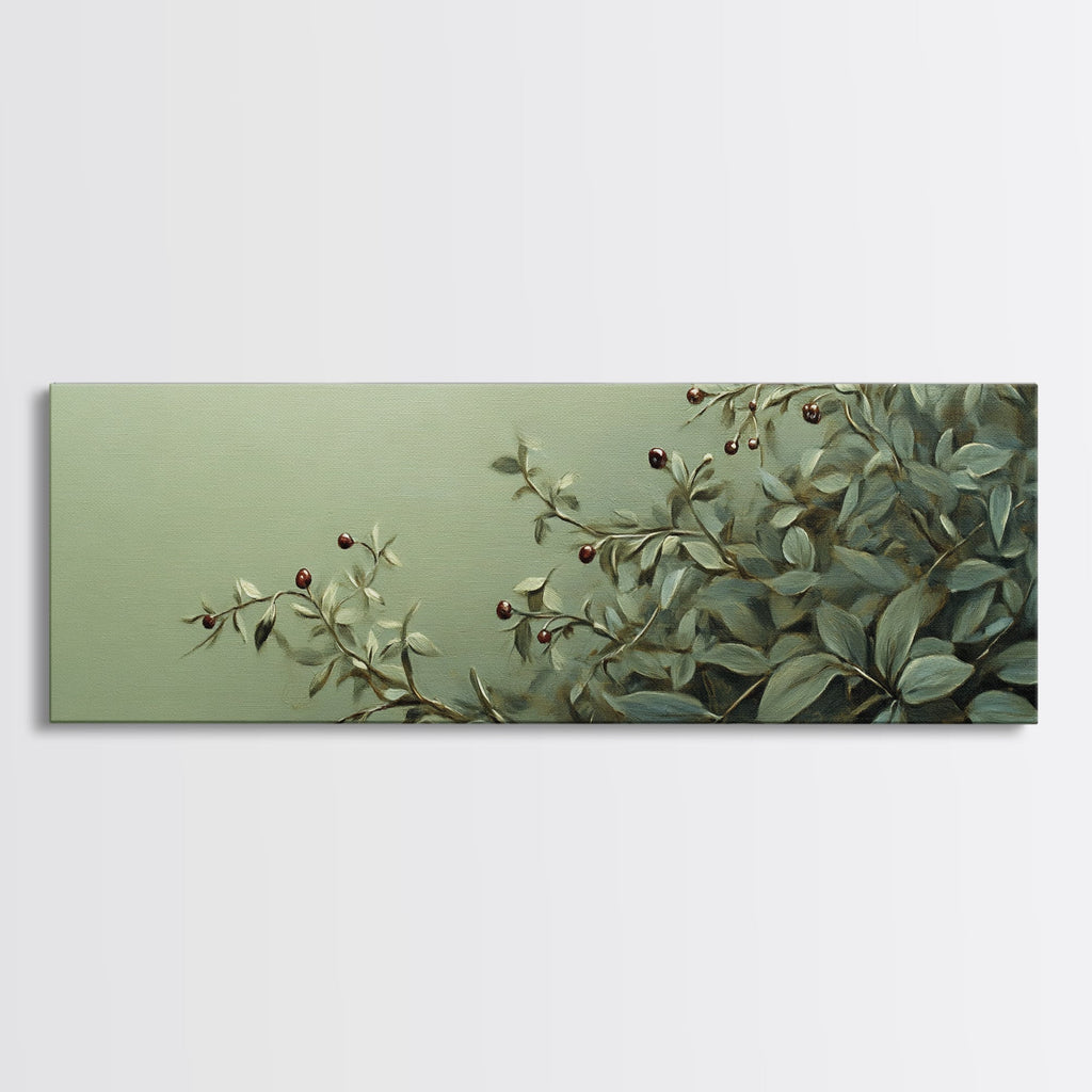 Nature-Inspired Sage Green Framed Canvas Print – Sage Green Wall Art, Botanical Prints, Minimalist Art, Bedroom Art, Wabi Sabi Art