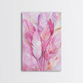 Feather Bouquet Framed Canvas Print, Light Pink Wall Art, Boho Aesthetic Minimalist Art, Bedroom or Office Decor, Romantic Nature Gift Idea