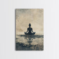 Meditative Silhouette Canvas Print with Wabi Sabi Art, Minimalist Zen Wall Art, Neutral Sage Green Decor, Yoga Art for Relaxation