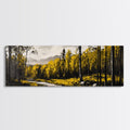 Forest Path, Golden Trees, Autumn Landscape, Canvas Print, Rustic Nature Art, Cozy Cabin Decor, Fall Wall Art, Living Room Wall Decor
