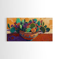Cactus, Succulent, Pottery, Flowers, Canvas Print southwestern kitchen wall art, vibrant decor, colorful succulent painting