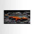 Rainbow Trout, Colorful Fish, Bold Patterns, River Stream – Framed Canvas Print, Fishing Wall Art, Cabin Decor, Rustic Wildlife