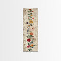 Skinny Art Tall Art Framed Canvas Print Vintage Style Floral Art With Mixed Blossoms On A Rustic Background Ukiyo-e Japanese Style Art