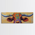 Floral Longhorn Art, Southwestern Wall Art, Texas Cow Art, Rustic Farmhouse Decor, Boho Art, Framed Canvas Print, Moody Art