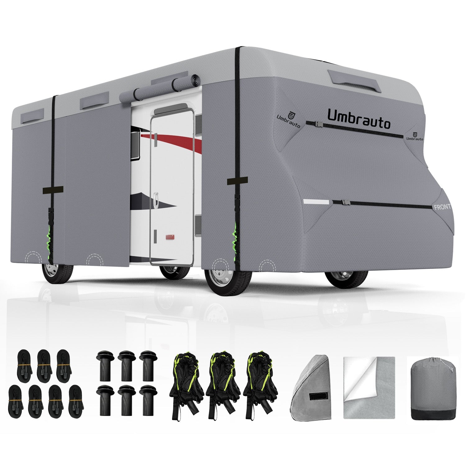 Umbrauto RV Cover Class C Upgraded 7 Layers Anti-UV Top Panel Motorhome Cover,Gray