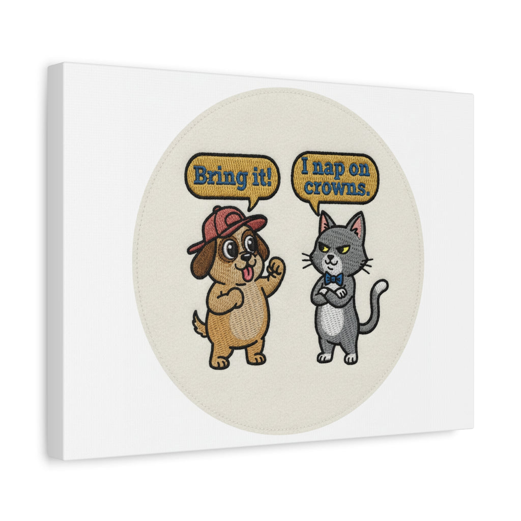 Funny Cat vs Dog Canvas | Pet Rivalry Wall Art