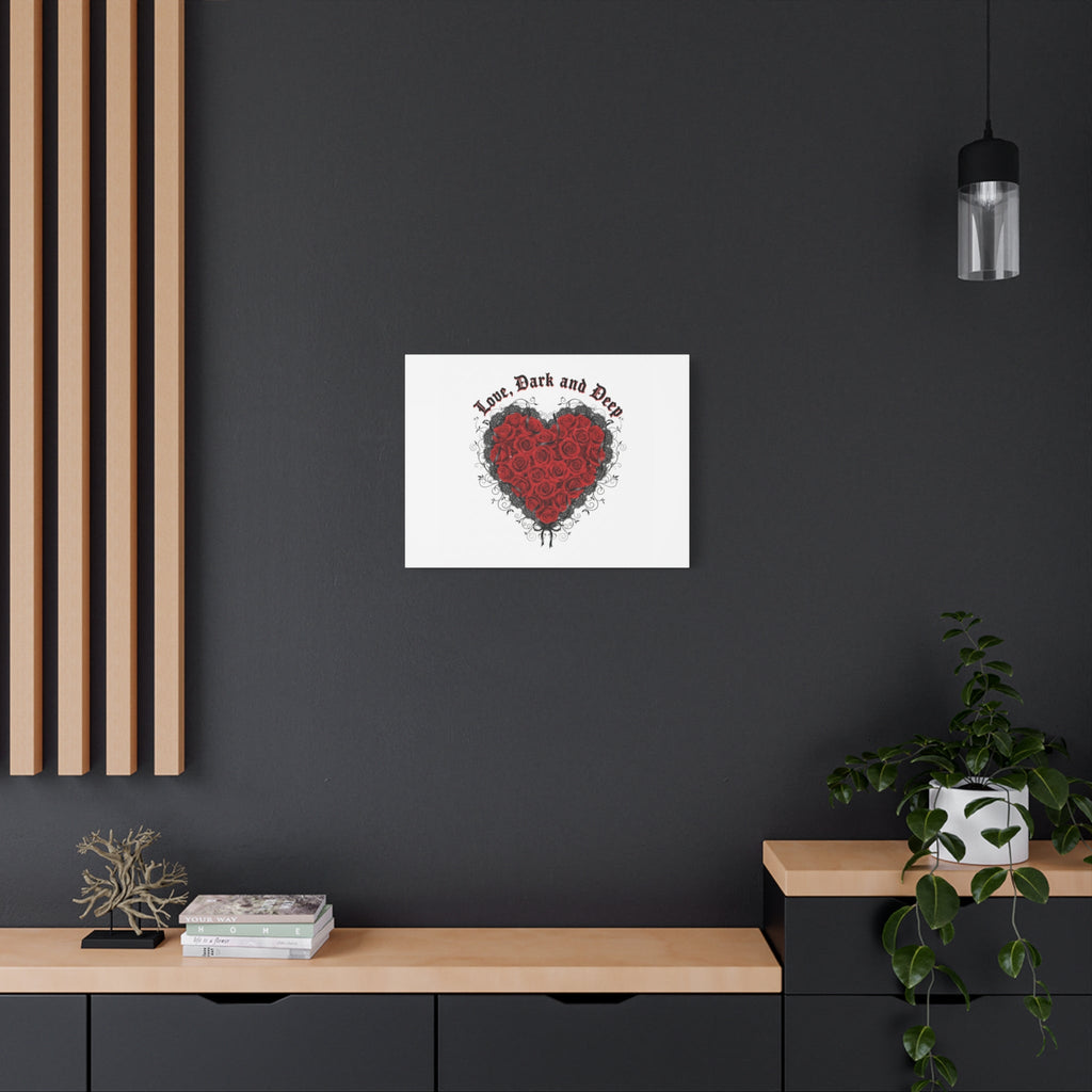 Love Dark and Deep Heart Canvas, Nu Romantic Gothic Romance, 80s Nostalgia