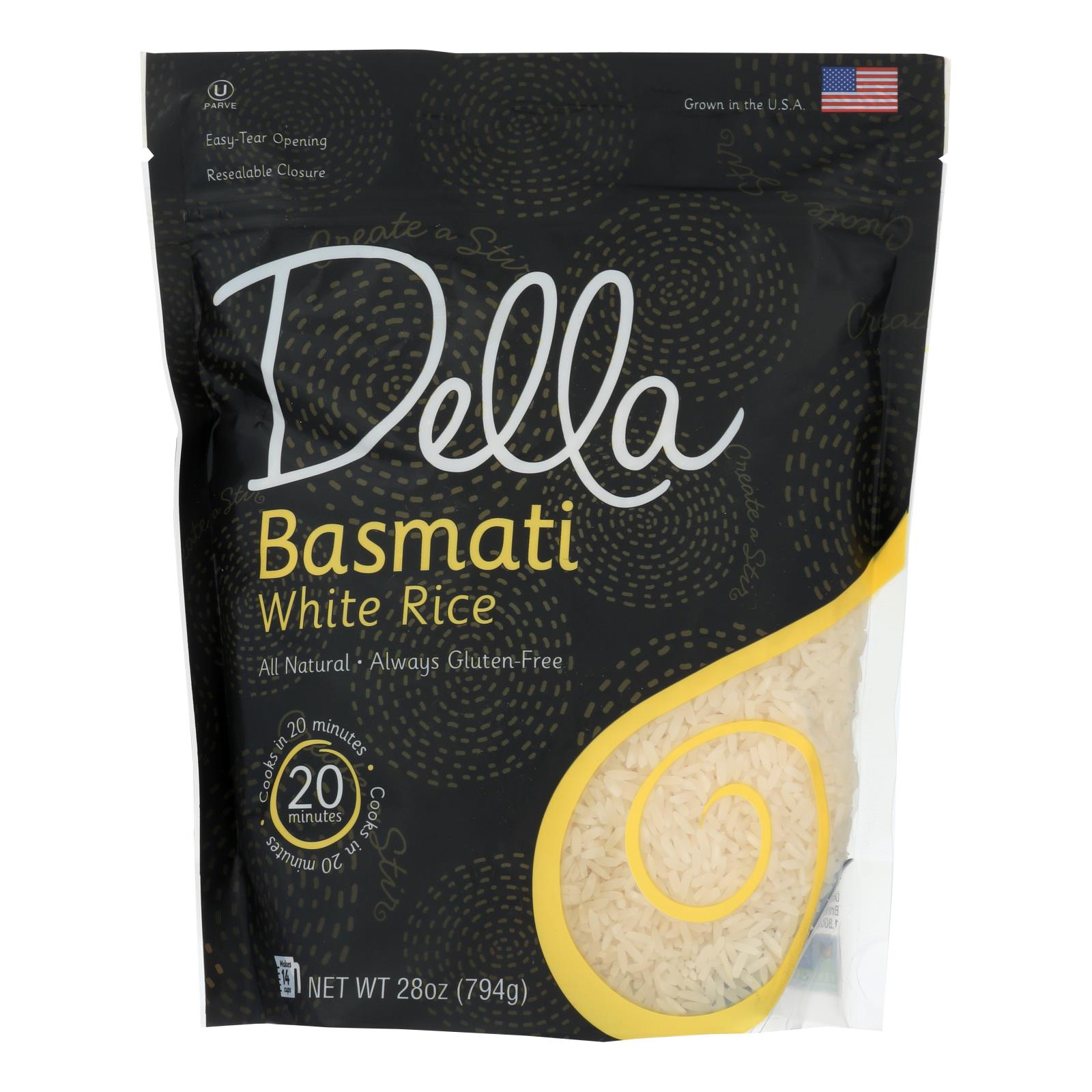 Della Basmati White Rice, Premium Aromatic, Case of 6, 28 Oz Bags