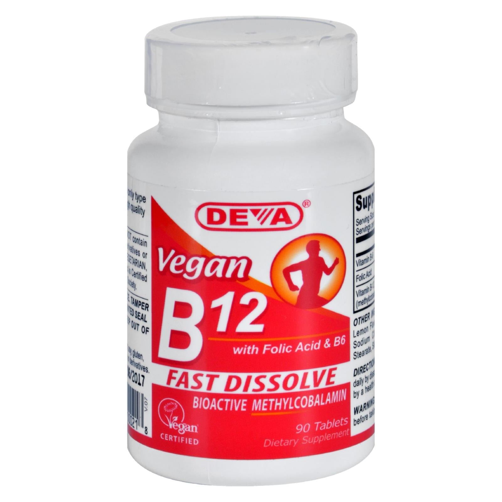 Deva Vegan Vitamins B12 Sublingual Tablets for Enhanced Energy and Metabolism (90 Tabs)
