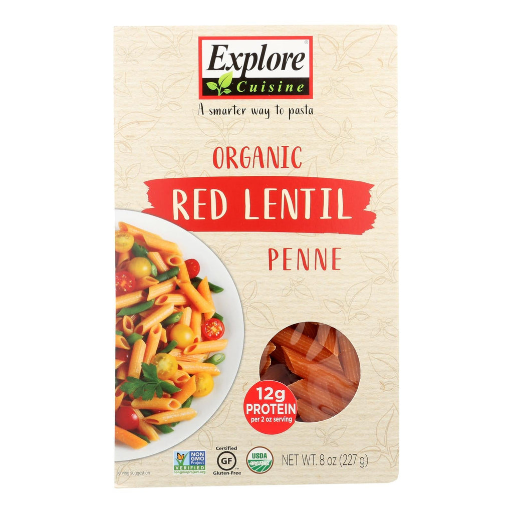 Explore Cuisine Organic Red Lentil Penne, 8 oz, Pack of 6