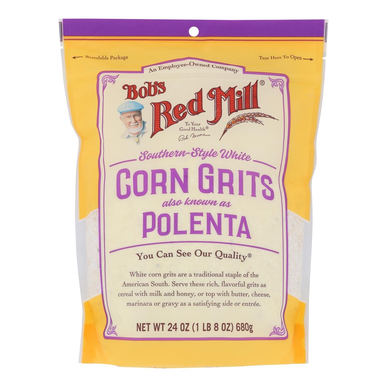 Bob's Red Mill White Corn Grits - Stone Ground, Gluten-Free, 24 oz (Pack of 4)