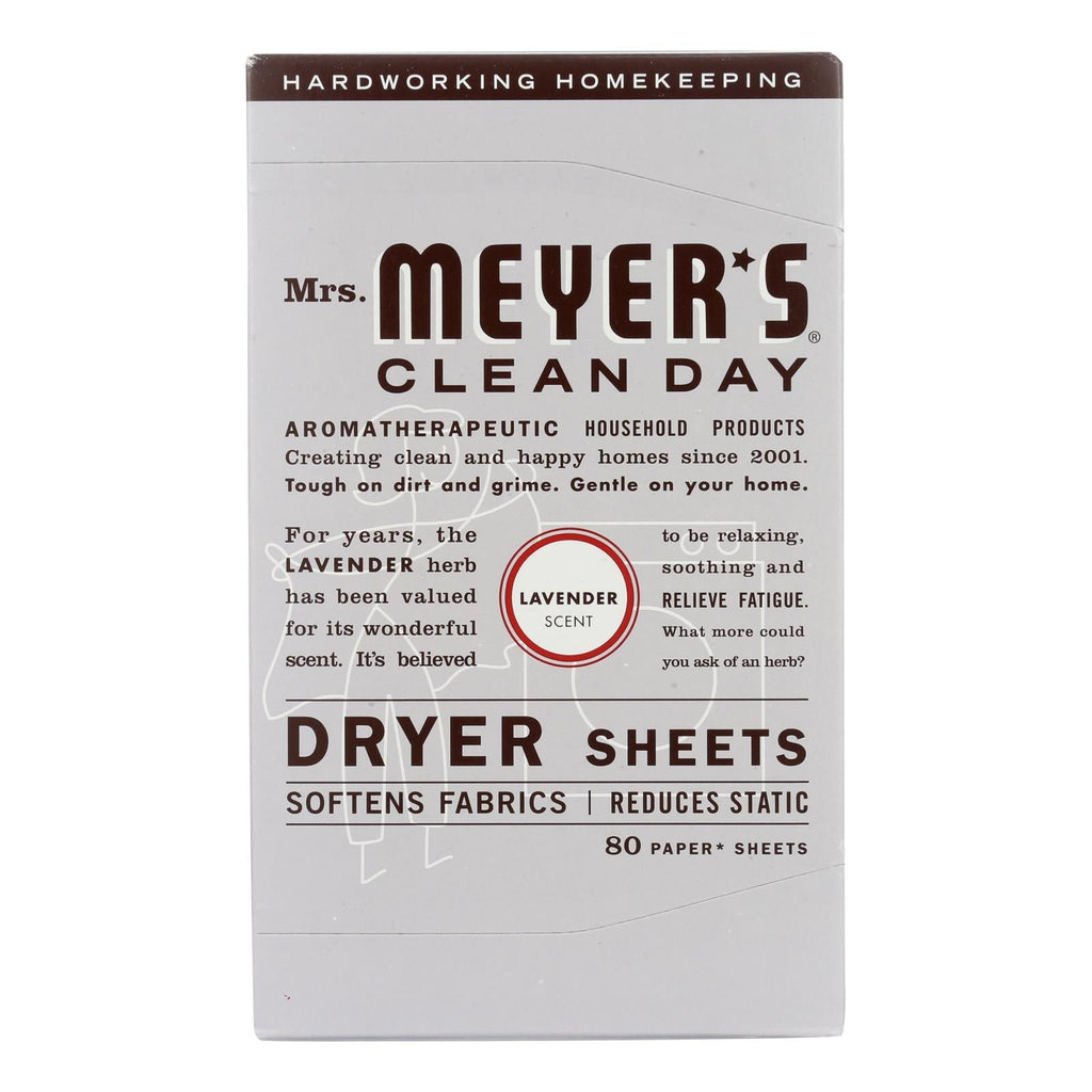 Mrs. Meyer's Clean Day Lavender Dryer Sheets, Pack of 12, 80 Sheet Count