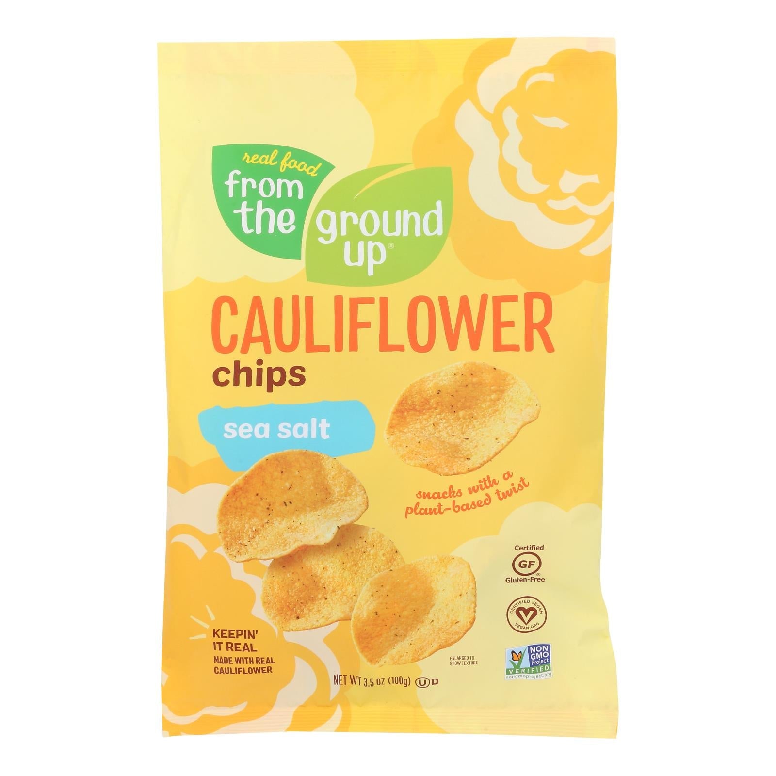 From The Ground Up Sea Salt Cauliflower Chips (Pack of 12 - 3.5 Oz.)