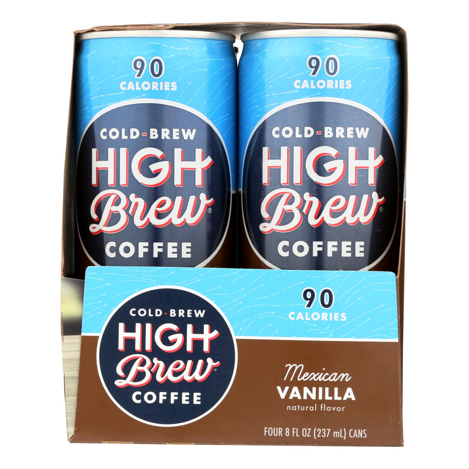 High Brew Coffee, Ready-to-Drink Mexican Vanilla, 4/8 Oz, Pack of 6