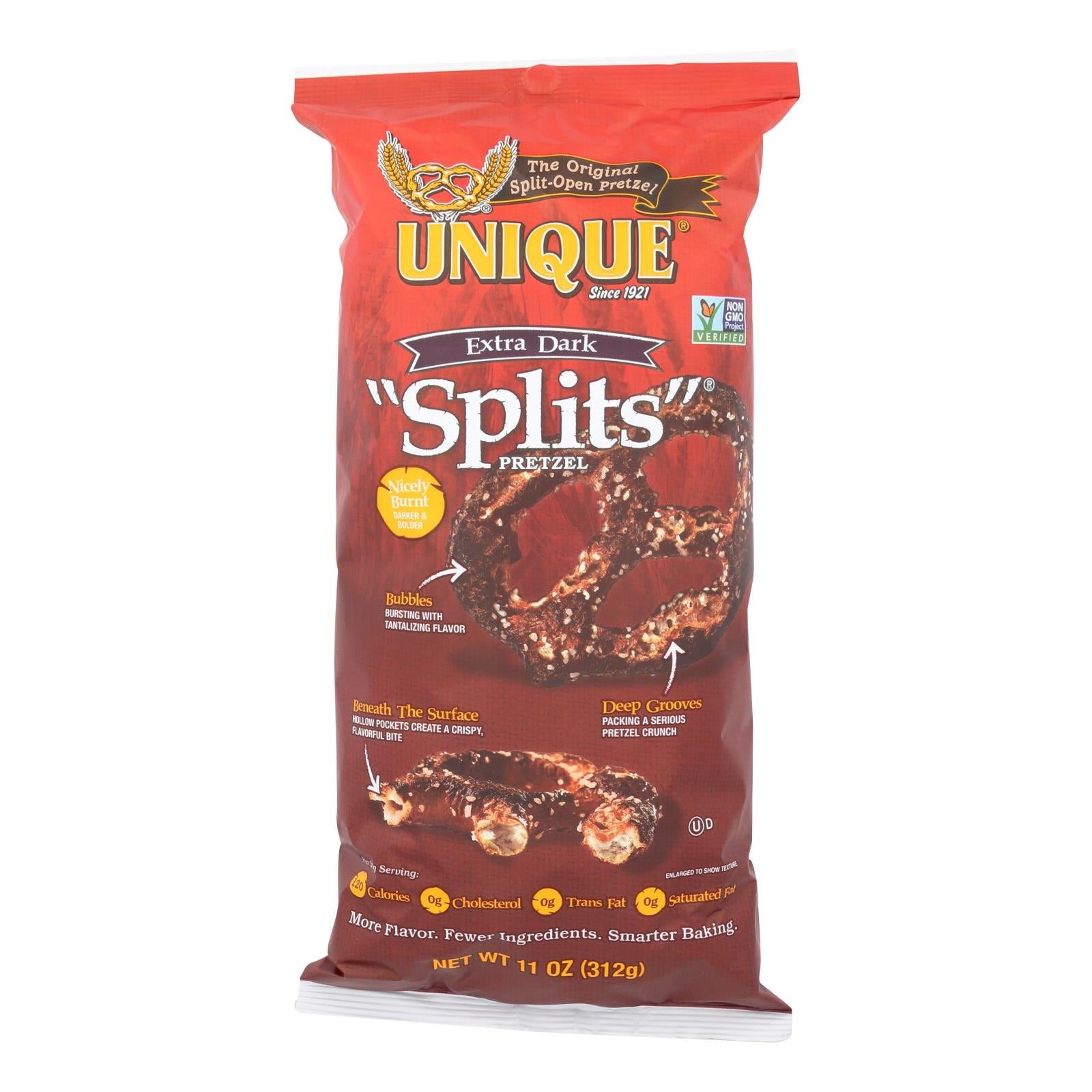 Unique Pretzels Splits Extra Dark (Pack of 12 - 11 Oz.)